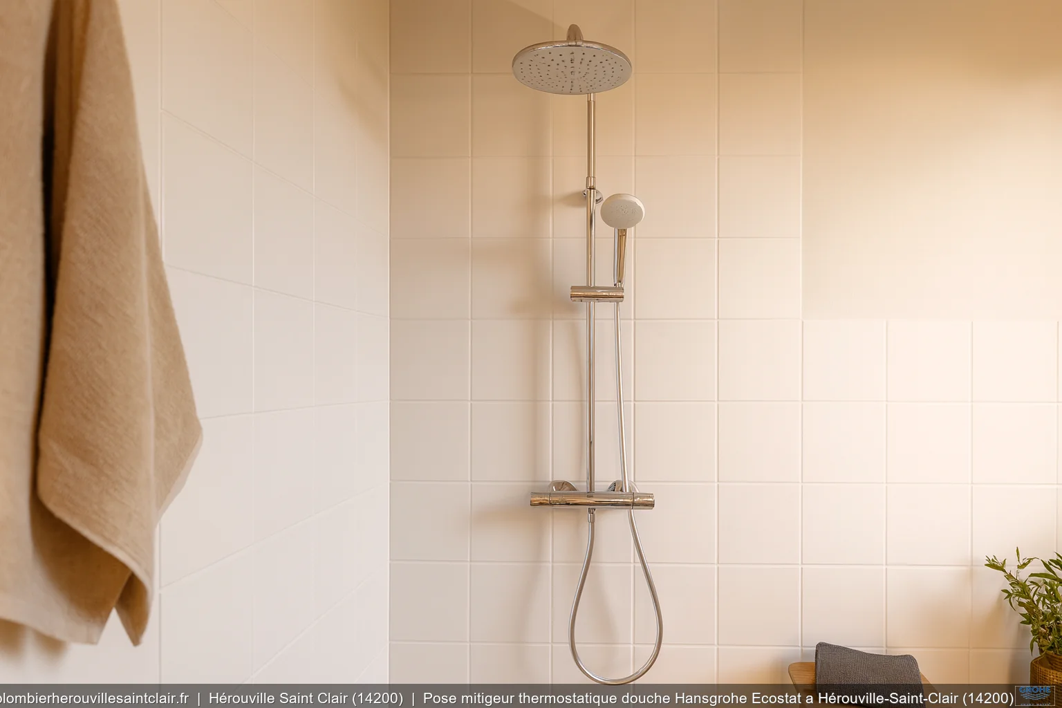 Pose mitigeur thermostatique douche Hansgrohe Ecostat a Hérouville-Saint-Clair (14200)